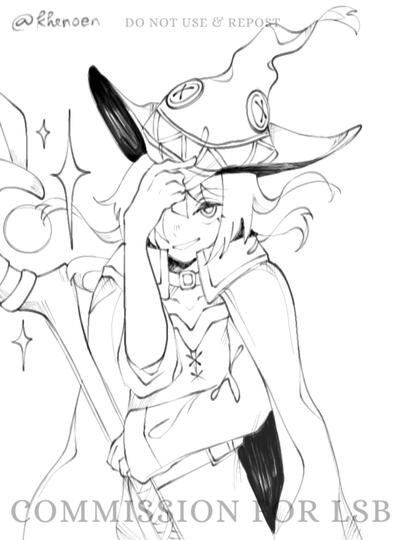 a clean sketch of Megumin from Konosuba